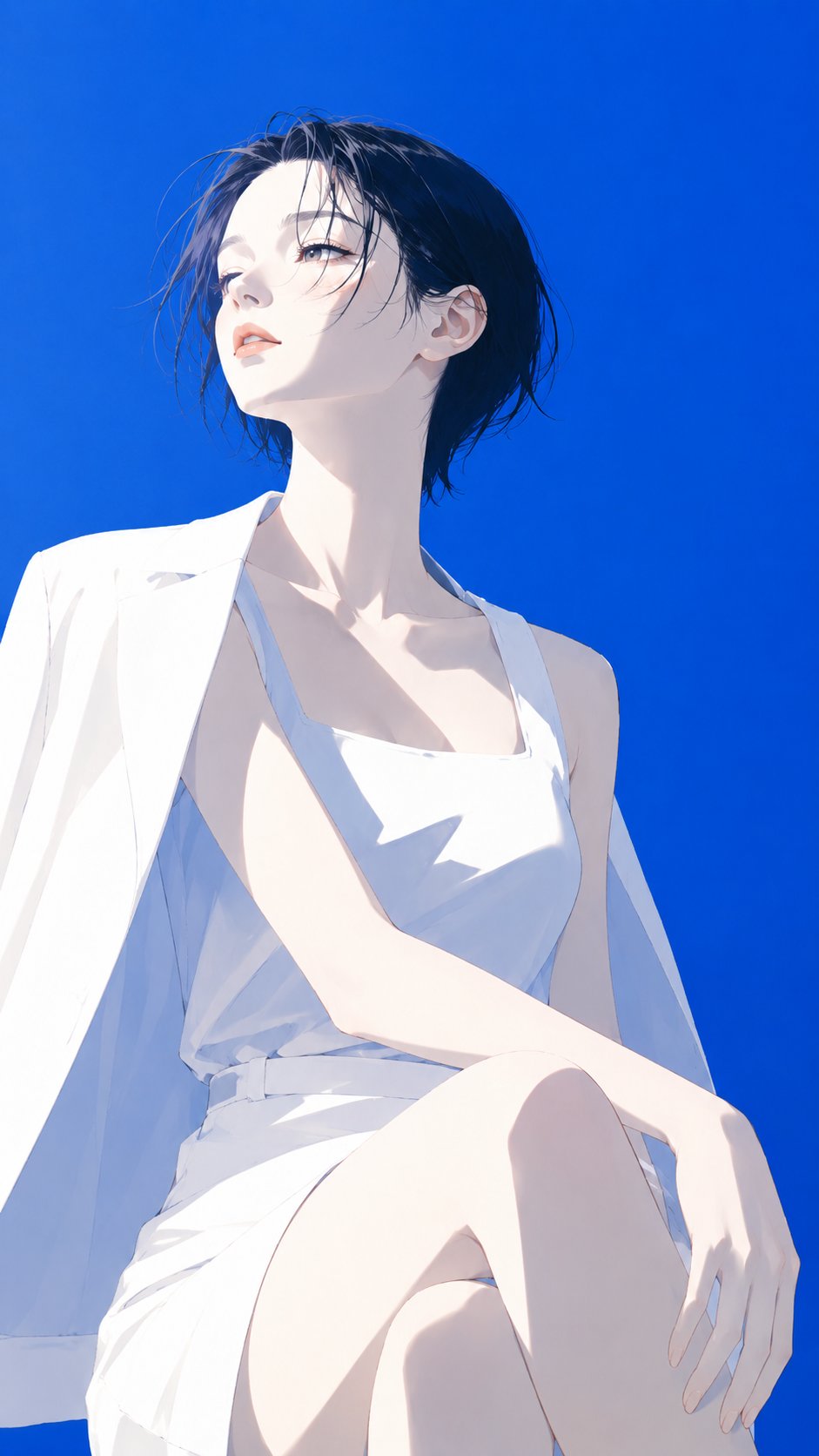 蓝白极简时装封面插画 示例 4